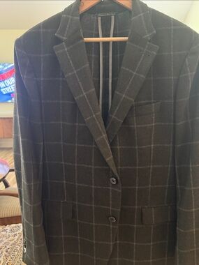 Ike Behar Charcoal Windowpane Blazer